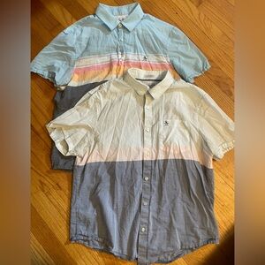 Original Penguin Men's Striped Short Sleeve Shirt - Blue and White